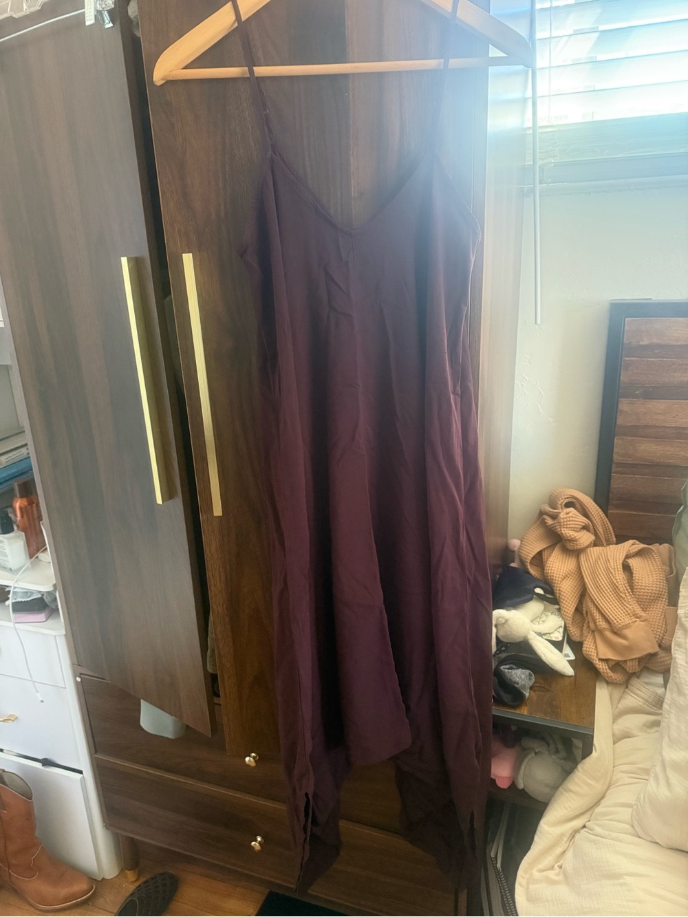 silence + noise Plum V-Neck Slip Jumpsuit